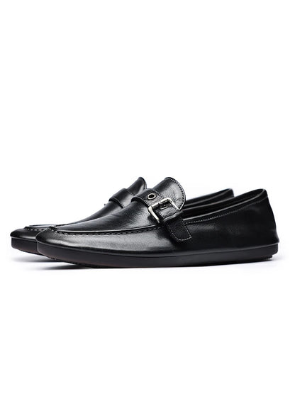 High-end Washed Genuine Leather Loafers Men's Shoes Slip on Fashion Trendy Casual Dress Work Leather Shoes Male Flats