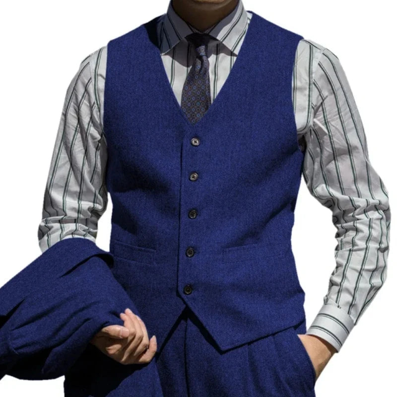 Men Suit Green Herringbone Single Button Waistcoat For Wedding Birthday Banquet Business Daily Work Set Men Suit Vest