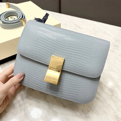 New Women Small Box Bag Single Shoulder Handbag Solid Fashion Brand Cow Split Leather Flap Tofu Bags Ladies Sling Messenger Bag