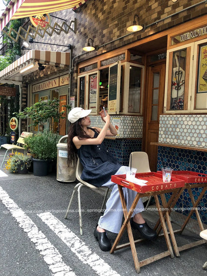 Korean Sle ort Denim Overalls Women's Faionable Summer Dr Vest Dr No Brand Commute Sle 00% Other Material