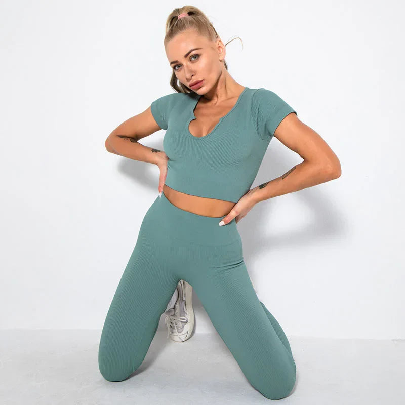2/4/6PCS Seamless Women Yoga Set Workout Sportswear Fitness Bra Sport Pants Gym Clothing High Waist Leggings Shorts Sports Suits