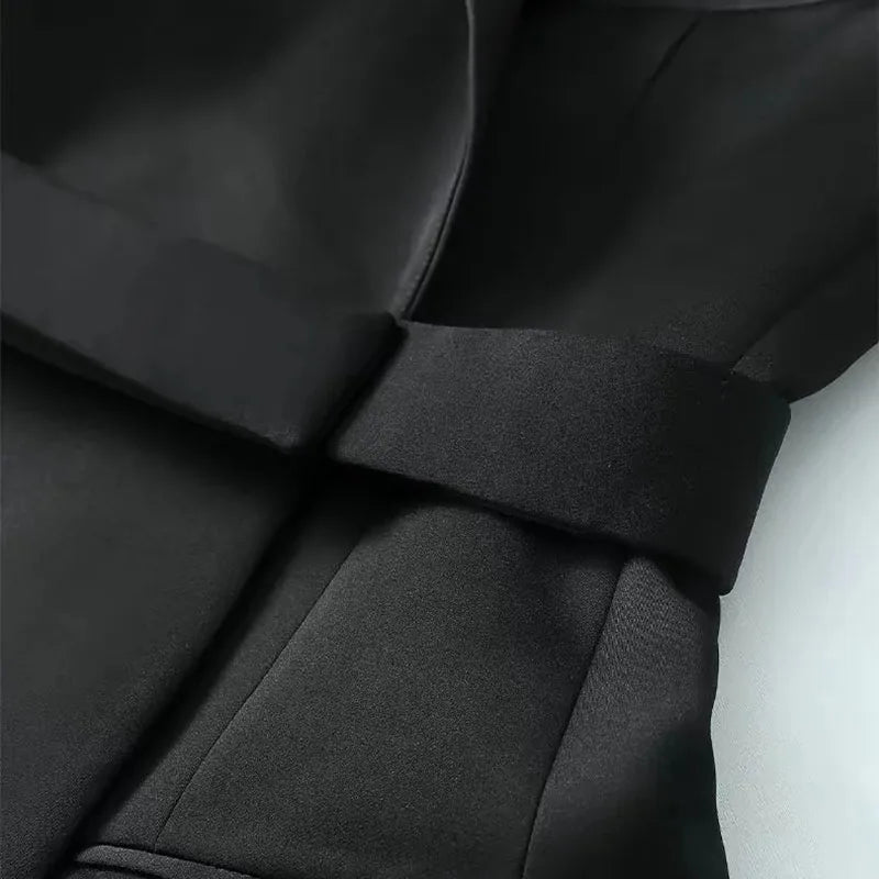 Autumn New High End Waist Slim Blazer Jacket Women Casual British Mid Length Black Suit Coat Woman Elegant Chic Office Blazers