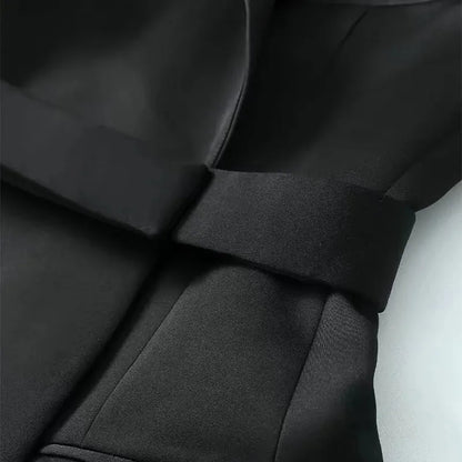 Autumn New High End Waist Slim Blazer Jacket Women Casual British Mid Length Black Suit Coat Woman Elegant Chic Office Blazers