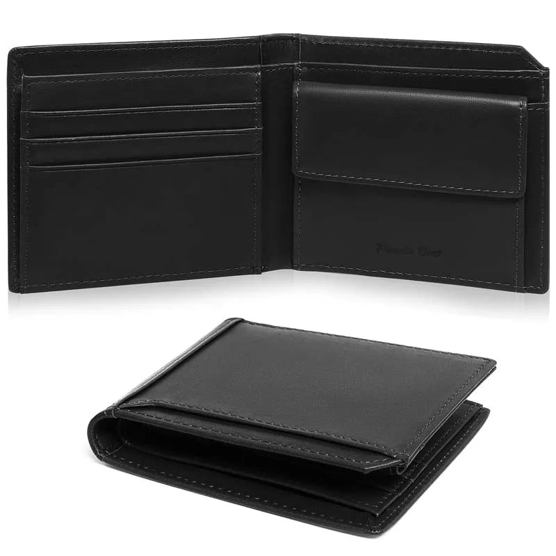 Genuine Leather Thin Bifold Wallet Credit Card Holder for Men with Coin Pocket Minimalist Wallet suitable for travel