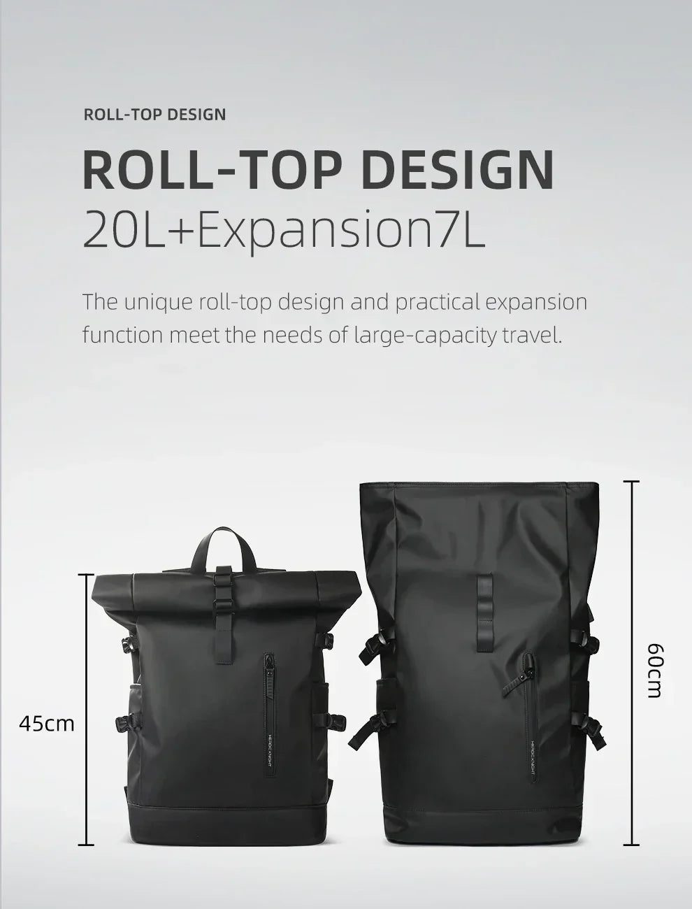 Expandable Travel Backpack Men Large Capacity Waterproof 15.6” Laptop Bag Hiking Rucksack Cycling Daypack Bag with USB Port