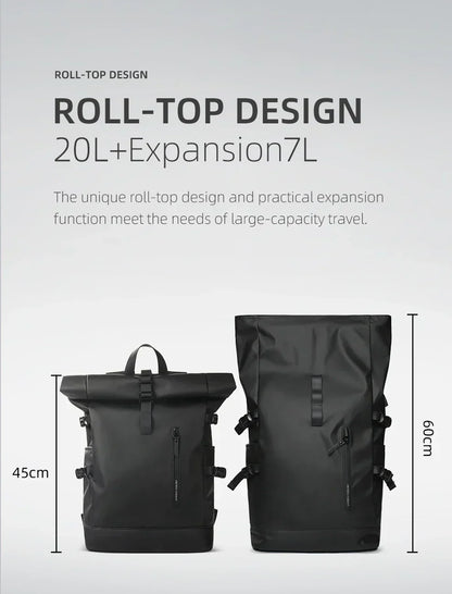 Expandable Travel Backpack Men Large Capacity Waterproof 15.6” Laptop Bag Hiking Rucksack Cycling Daypack Bag with USB Port