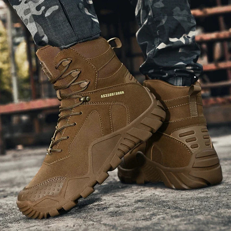 Outdoor High Top Mens Waterproof Fashion Platform Sneakers Ankle Botas Casual Shoes Combat Boots Male Black Large Size 47