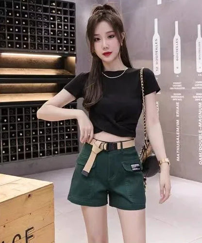 High Waist Shorts for Women Korean Style Cotton Short Pants Woman Design Trend 2025 Fashion Clothing XL Outfits Youthful Jorts