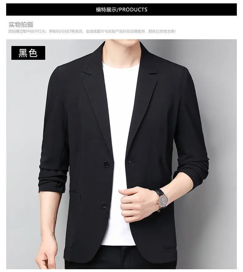 New Men's Thin Coats Korean Style Slim Suit Jackets Spring Autumn Linen Solid Color Casual Blazers Men Business Formal Suit Tops
