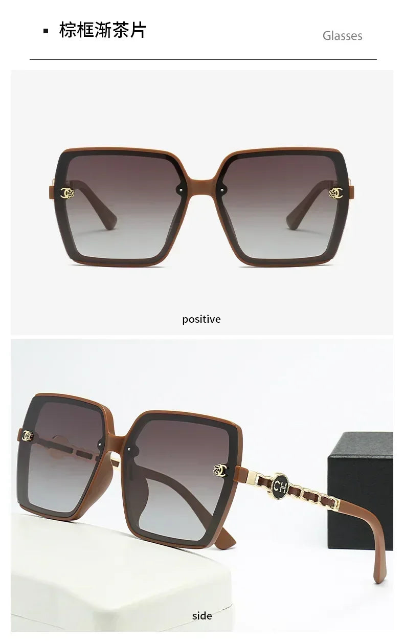 Ins 2025 Luxury Designer Polarized Sunglasses Women New Fashion Big Square Retro Sun Glasses Ladies Eyewears Gafas De Sol UV400