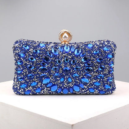 Full Diamonds Evening Bags Acrylic Flower Rhinestones Clutch Bags Metal Pearl Luxury Prom Wedding Dinner Handbags