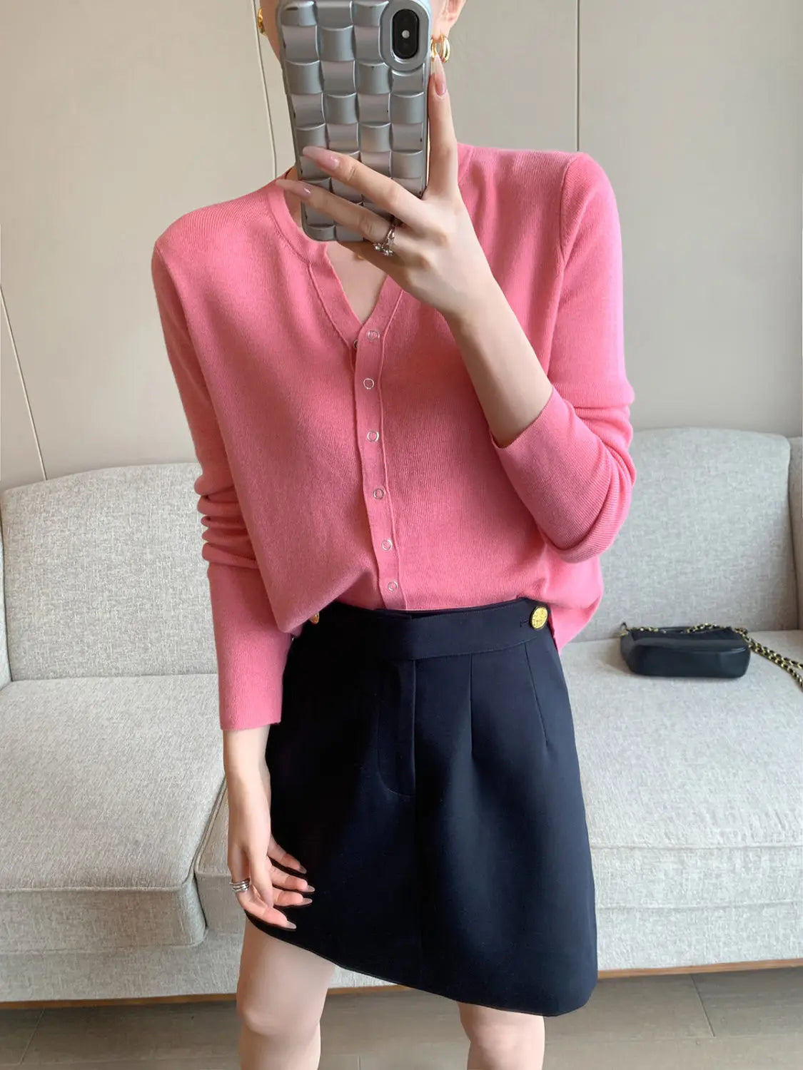 High end early autumn new fashionable small A-line skirt with buttocks wrapped, high-end gray half skirt  skirts