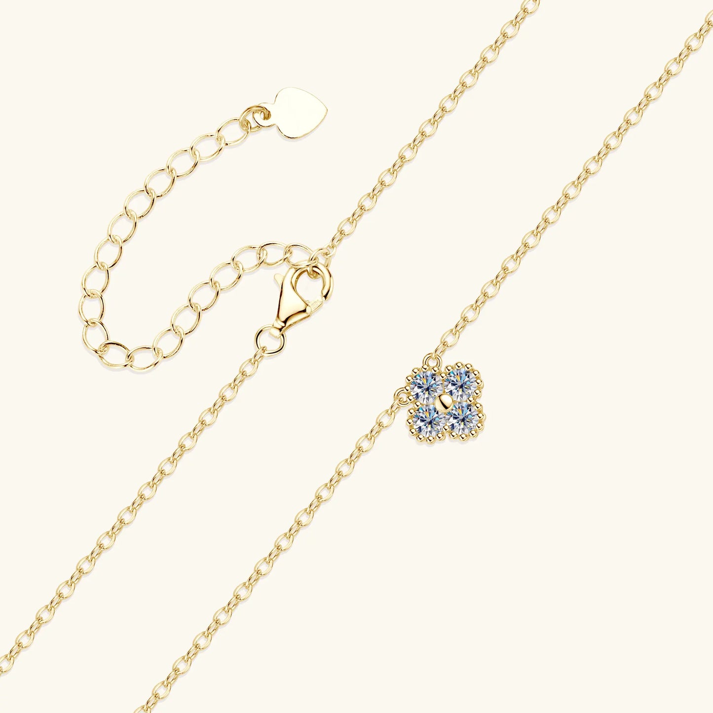 3mm Certified Moissanite Pendant Necklace for Women Classic Clover Flower Neck Chain 100% Pure 925 Silver Chain Charm
