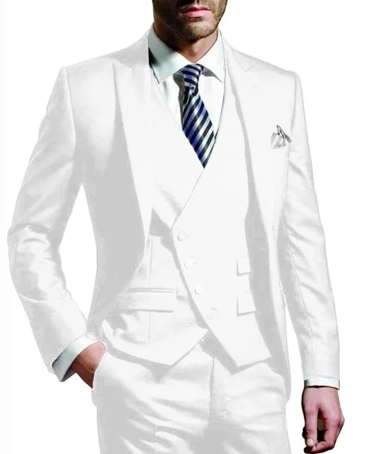 Men wedding Suit Notched Lable Navy Groomsuit Blazer One Button Formal Business Suits Tuxedo ( Blazer+vest+Pant) suits For Men