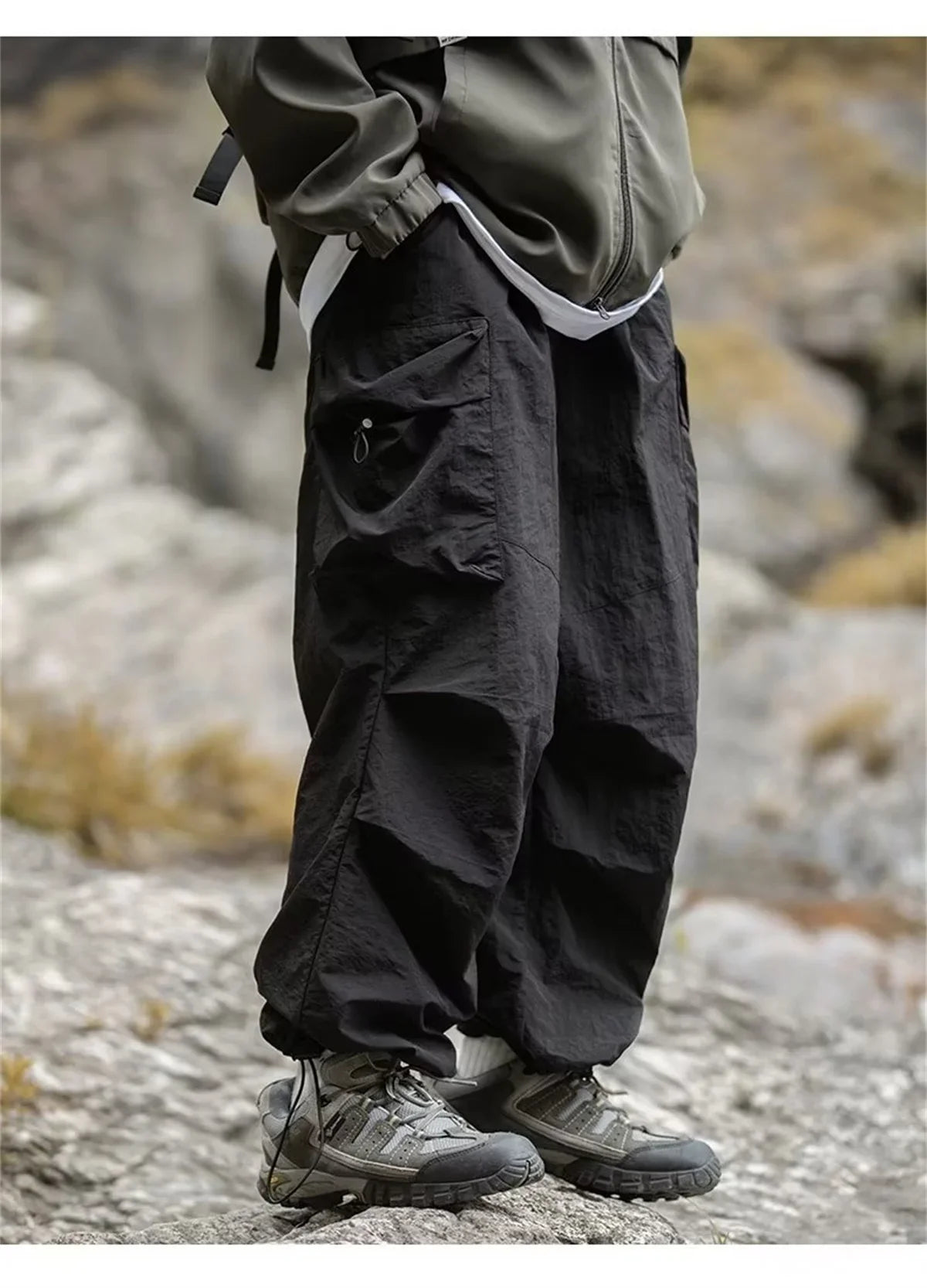 New Trendy New Men's Spring/Summer Breathable Outdoor Cargo Parachute Pants Leisure Hiking Mountaineering Water-resist Pants