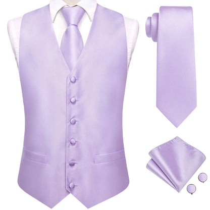 Silk Mens Suit Vests 4PC Woven Sage Green Solid Waistcoat Tie Pocket Square Cufflinks Business Wedding Dress Waist Jacket
