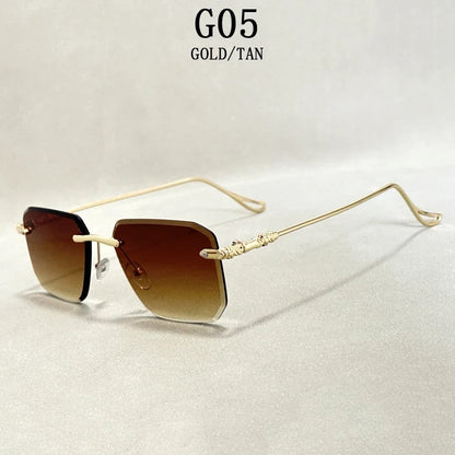 2024 Rimless Sunglasses Women Trendy  New Square Fashion Glasses Vintage Luxe Lentes De Sol Mujer Lunette Soleil Femme Okulary