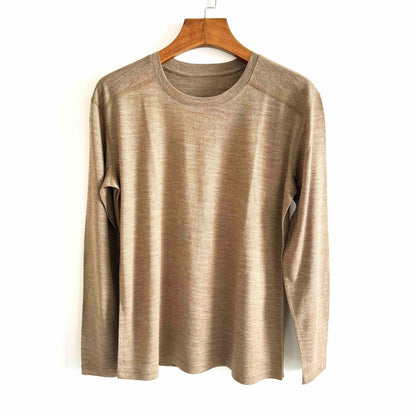 Men's 100% Merino Wool Thermal Long Sleeve T-Shirt Base Layer Breathable Wicking Anti-Odor Underwear for Outdoor Activities