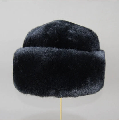 New Winter Outdoor Women Fake Real Rabbit Fur Hat Natural Warm Rabbit Fur Bomber Hats Male Quality Fake Rabbit Fur Caps