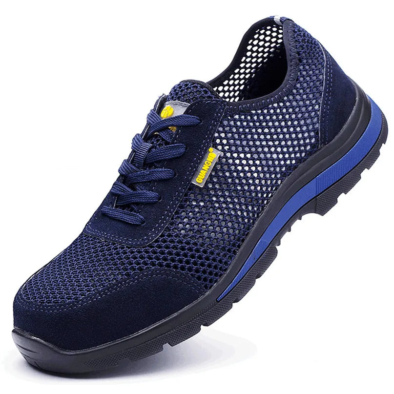summer work shoes with protection security shoes men breathable safety shoes lightweight work shoes with steel toe work sneakers