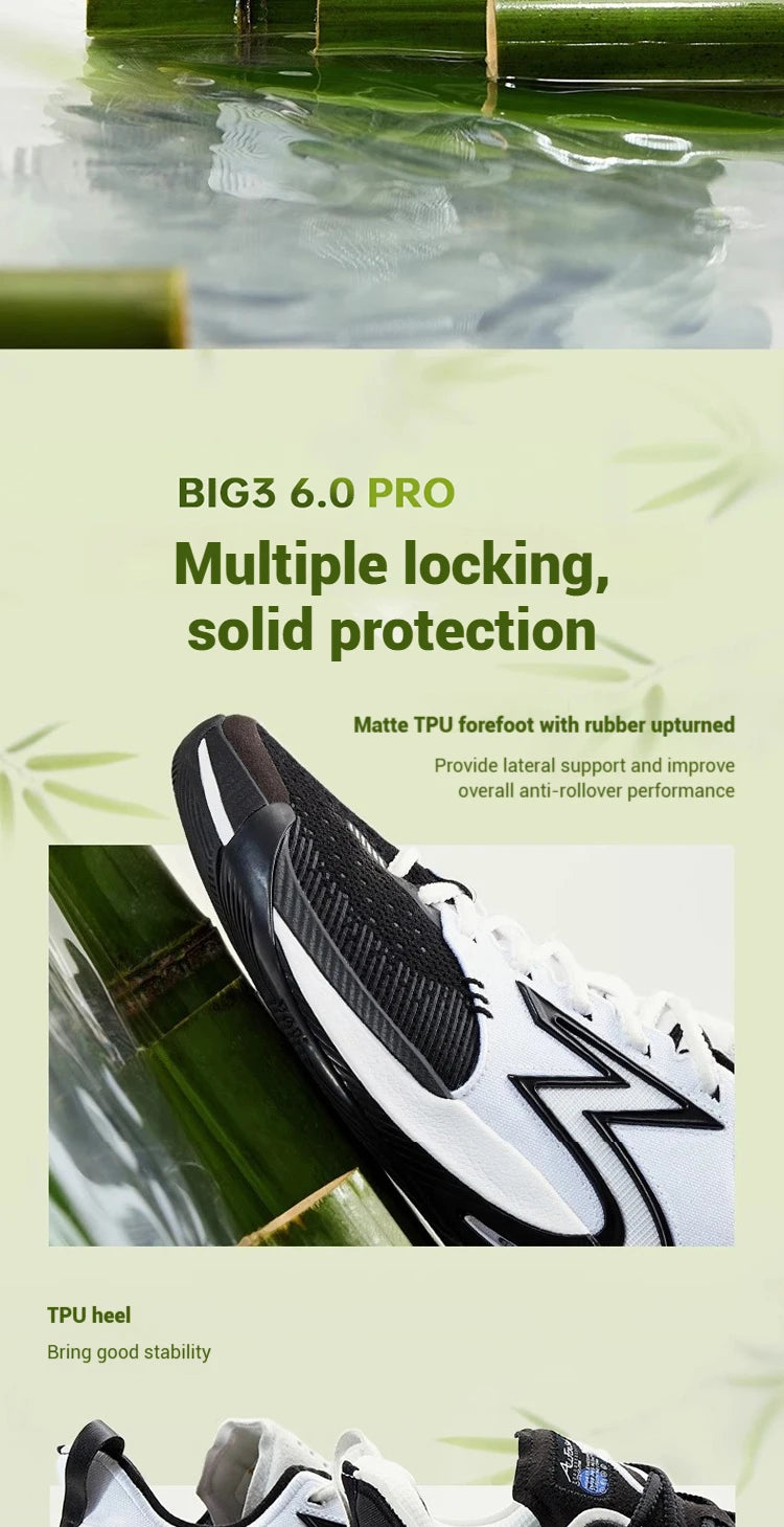 BIG3 6.0 Pro Men Basketball Shoes Carbon Plate Breathable Flexible Training Shock-Absorbing Male Sneakers 672521106