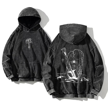 2024 Anime Hunter X Hunter Washed Hoodies Manga Printed Hoodies For Men Harajuku Pullover Contains Cotton Sweatshirts Clothing