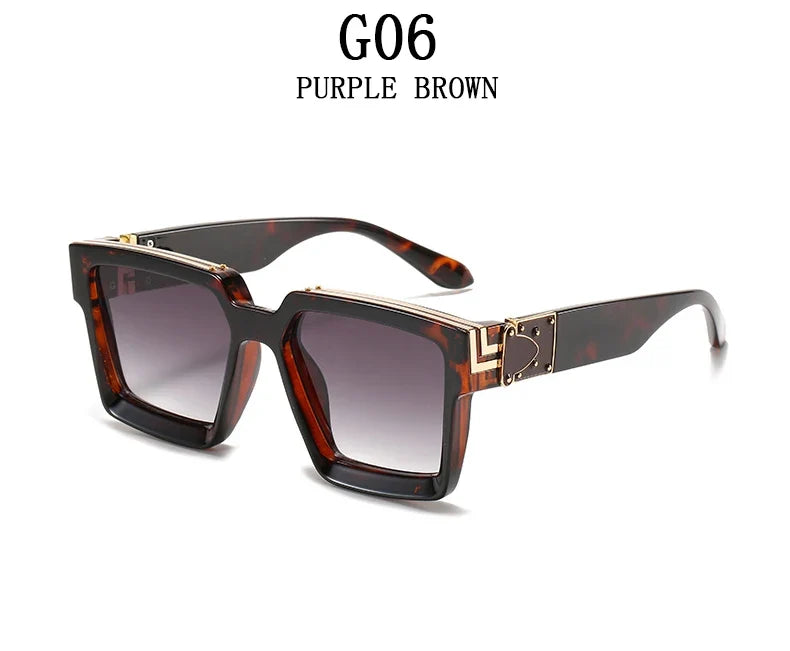 Millionaire Sunglasses For Men Vintage Square Fashion Glasses Luxury Retro Sunglasses Women Trending Punk Gafas De Sol Lentes