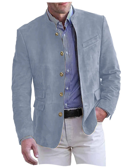 Autumn Winter Men's Casual Blazer Fashion Single-Breasted Snowflake Fleece Jacket Solid Color Daily Work Business Party Coats