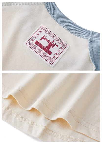Amekaji Vintage Long Sleeve T Shirt Men Women Spring Autumn New Round Neck Raglan Sleeve T-shirt Retro Casual Bottoming Top Tees
