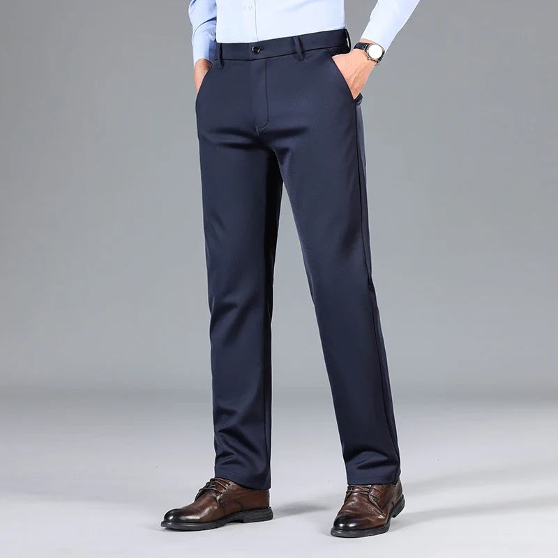 High Quality Summer Thin Embroidery Suit Pants Men Straight Classic Business Work Long Formal Trousers Male Plus Size 29-40 42