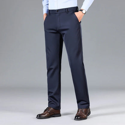 High Quality Summer Thin Embroidery Suit Pants Men Straight Classic Business Work Long Formal Trousers Male Plus Size 29-40 42