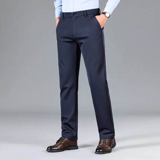 High Quality Summer Thin Embroidery Suit Pants Men Straight Classic Business Work Long Formal Trousers Male Plus Size 29-40 42