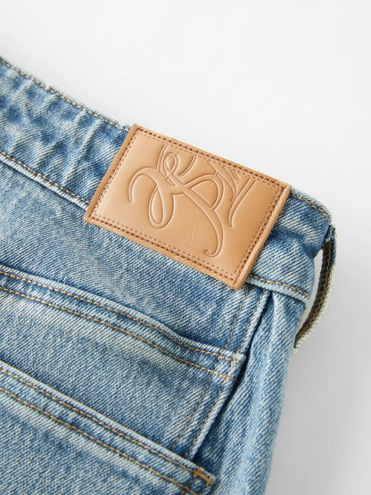 Retro Raw Denim High-waist Straight-leg Jeans Women's 2025 Early Autumn New 3D Cut Slimming Jeans 25FS13104