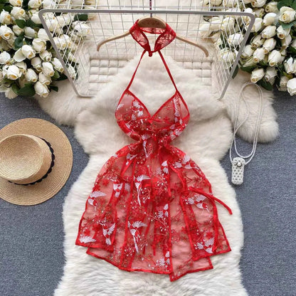 Woman Plus Size Sexy V-Neck Strap Dress Lace Trim Slim Short Dress Women Fashion Comfortable Dress Party Hotsweet
