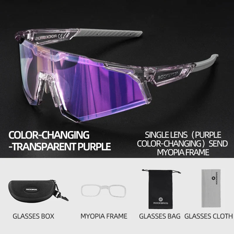 Photochromic Cycling Glasses Polarized Adjustable Nose Support Myopia Frame Sports Sunglasses Men Women Eyewear Goggle