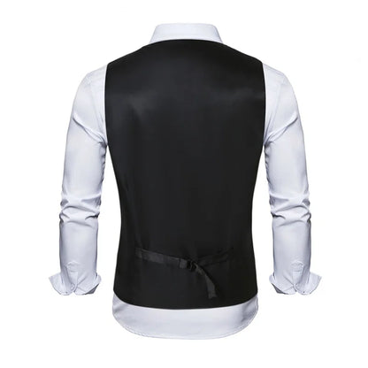 New Men Jacquard Splicing Thin Loose Suit Vest Fashion Homme Wedding Dance Party Dress Waistcoat Free with Tie