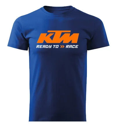 Ready to Race Logo Men’s T-Shirt Cotton Short Sleeve Crew Neck Casual Motorcycle Graphic Tee Summer Streetwear Tee