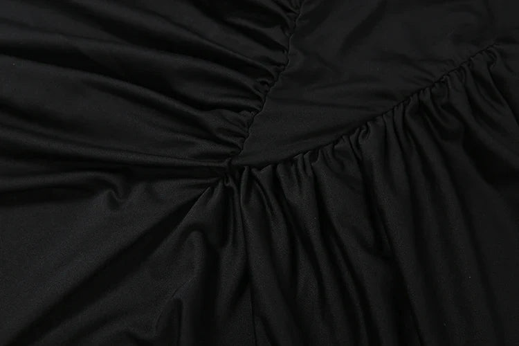 Nibber Hipster Waistless Ruched Elegant Dress Woman Autumn Style Turtleneck Full Sleeve Hollow Design Prom Party Long Bodycon