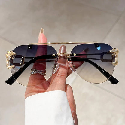 2023 Sunglasses Women Luxury Rimless Vintage Fashion Glasses Lunette Oversized Shades De Soleil Femme Gafas De Sol Mujer Lentes