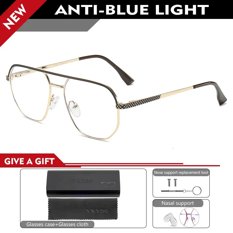 Fashion Metal Eyeglasses Frames New Double-Beam Eyeglasses Frames Anti-Blue Light Eyeglasses Customizable Prescription