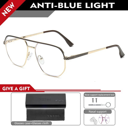 Fashion Metal Eyeglasses Frames New Double-Beam Eyeglasses Frames Anti-Blue Light Eyeglasses Customizable Prescription