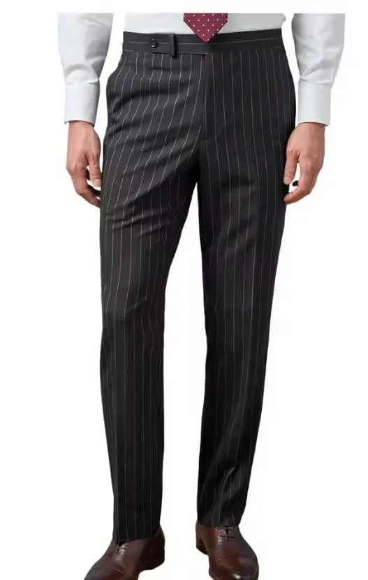 New Men's Suit Pants Haute Couture Grey Striped Slim Fit Business Formal Casual Suit Pant Groom's Dress Pants Office Banquet