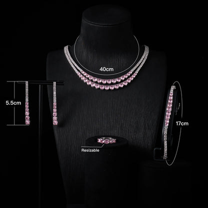 Trendy Jewelry Set for Women Layer Tennis chain Necklace Set Cubic Zircon Wedding Engagement Jewellery Accessories