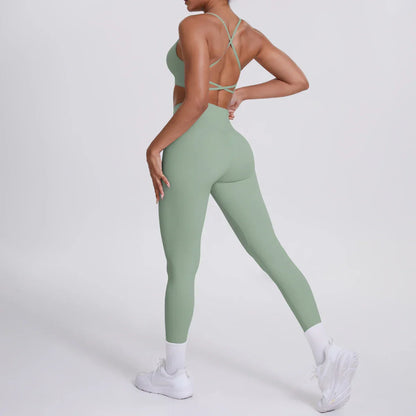 Yoga Suit Sports Set Gym Seamless High Impact Sports Bra Women's High Waist and Hips Tight Peach Buttocks Pants Womens Sportswea