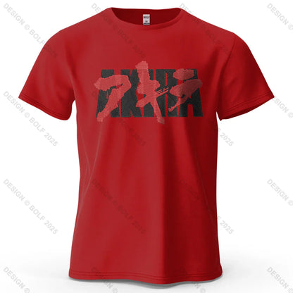 Akira Japanese Font Printed Men's T-Shirt 100% Cotton Oversized Classic Graphic Tees for Women Tops Tees Streetwear