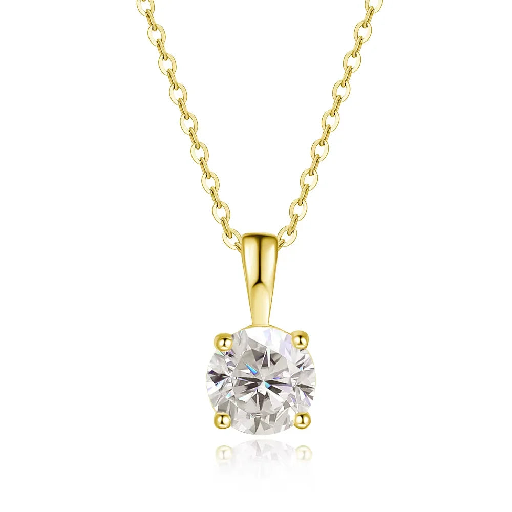1ct Moissanite Pandent Necklace s925 Sterling Silver Plated 18k Box Chain Dainty Necklaces for Women Fine Jewelry Gift