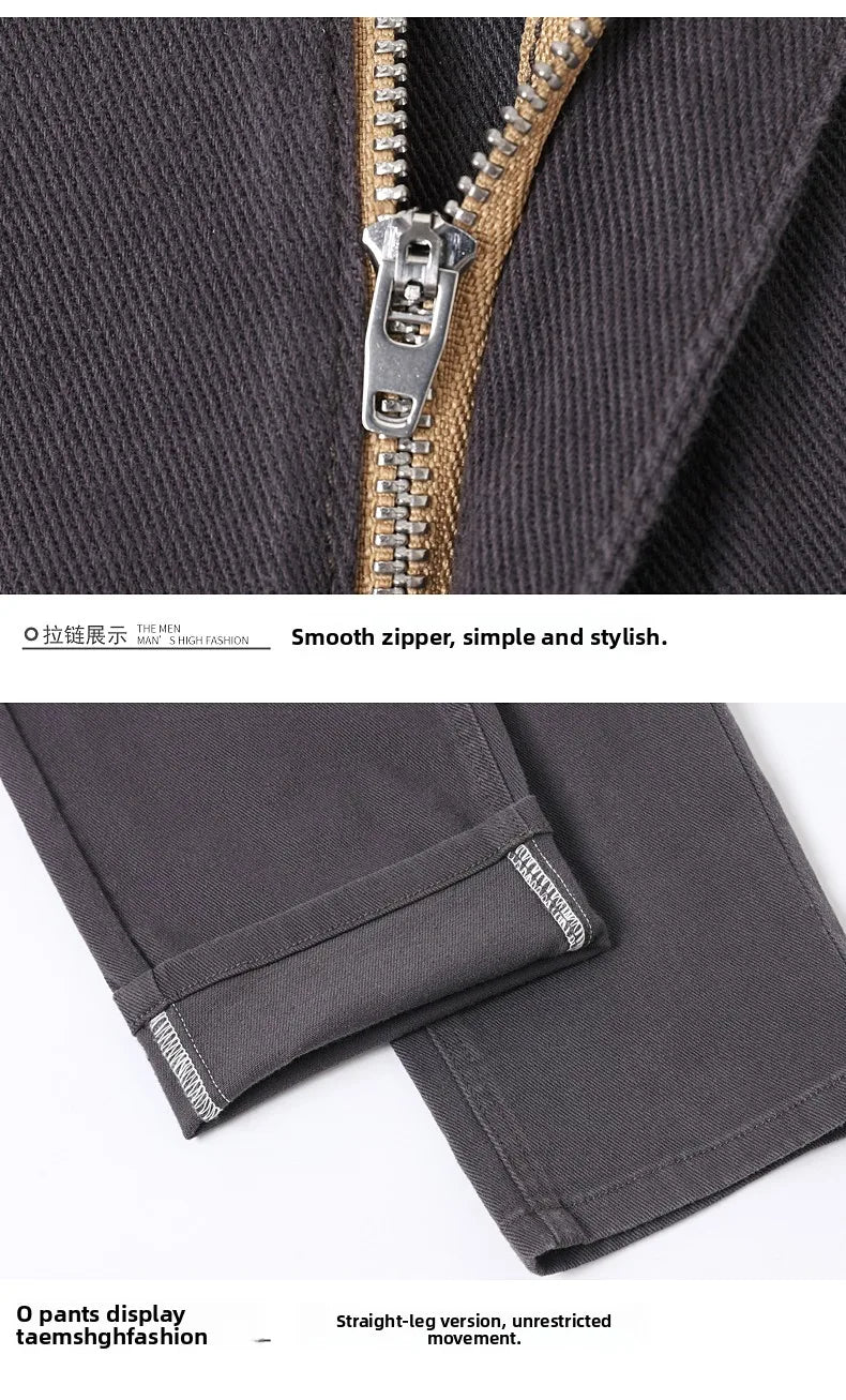 Classic Style 3 Colors Autumn Men's Slim Brown Jeans High Quality Business Casual High Stretch Denim Pants Male Brand Trousers