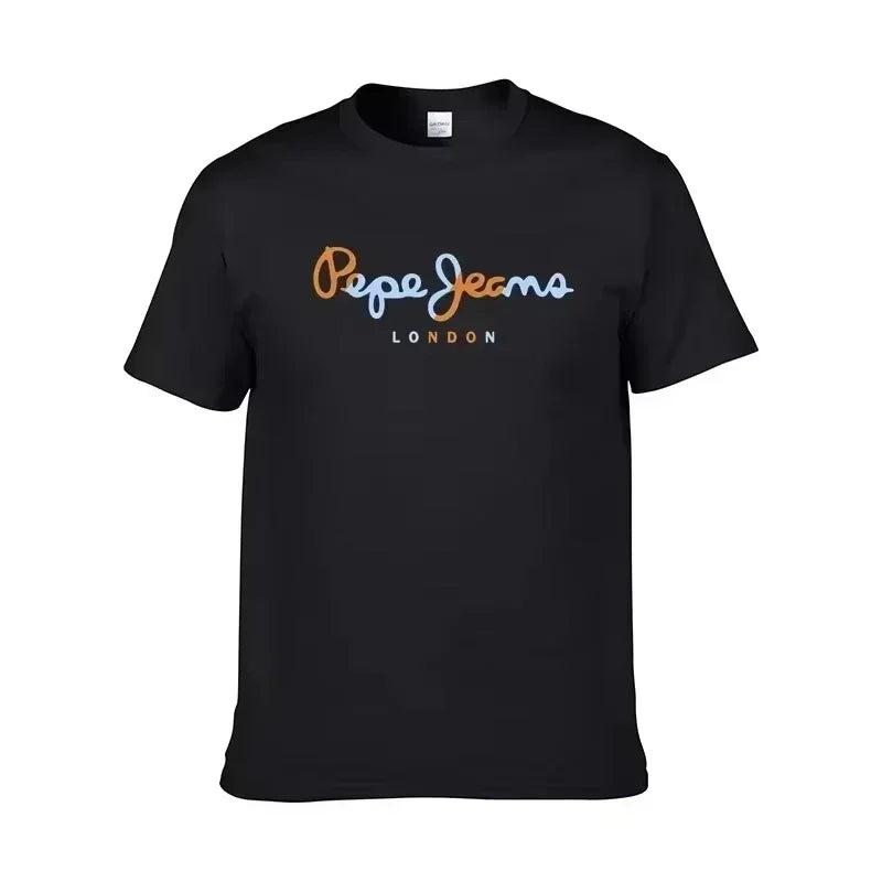 Men's Crew Neck T-Shirt Vibrant Gradient Letter Print Short Sleeve Soft Fabric Casual Daily Top With Stylish Typography