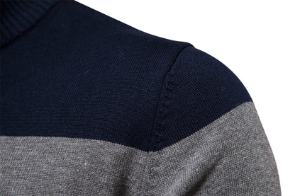 Men's Cotton Mock Neck Stand Collar Sweaters Quarter Zipper Pullover Autumn Winter Warm Social Casual Sweater for Men