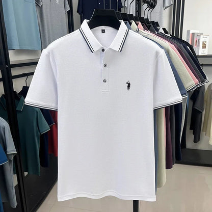 Fashion brand 100% cotton summer new item men's original pony embroidered polo shirt comfortable and breathable short sleeve top